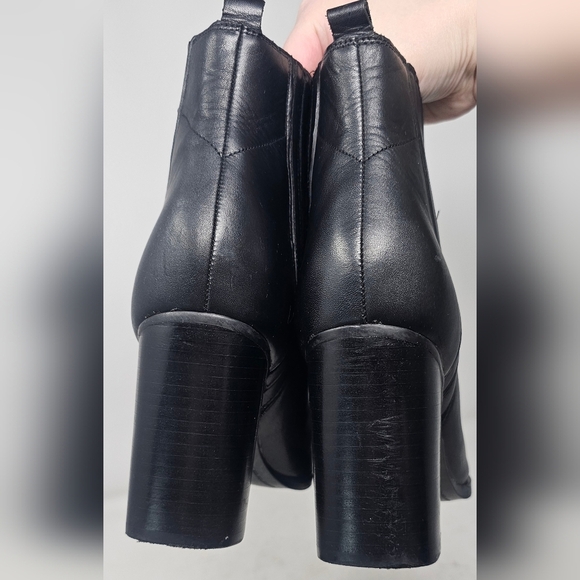 Marc Fisher Women's Oshay Black Pointed Block Leather Ankle Boots Size 9.5 - Picture 8 of 15